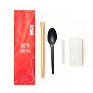 Eco-friendly Cutlery Set–Chopsticks, PLA Spoon, Toothpick & Napkin