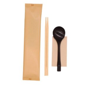 Disposable Cutlery Set – Bamboo Chopsticks, Plastic Spoon & Napkin