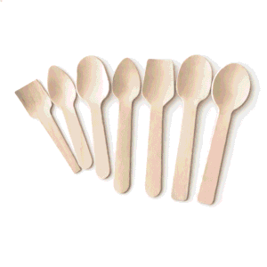 Eco-friendly mini wooden ice cream spoons for dessert tasting